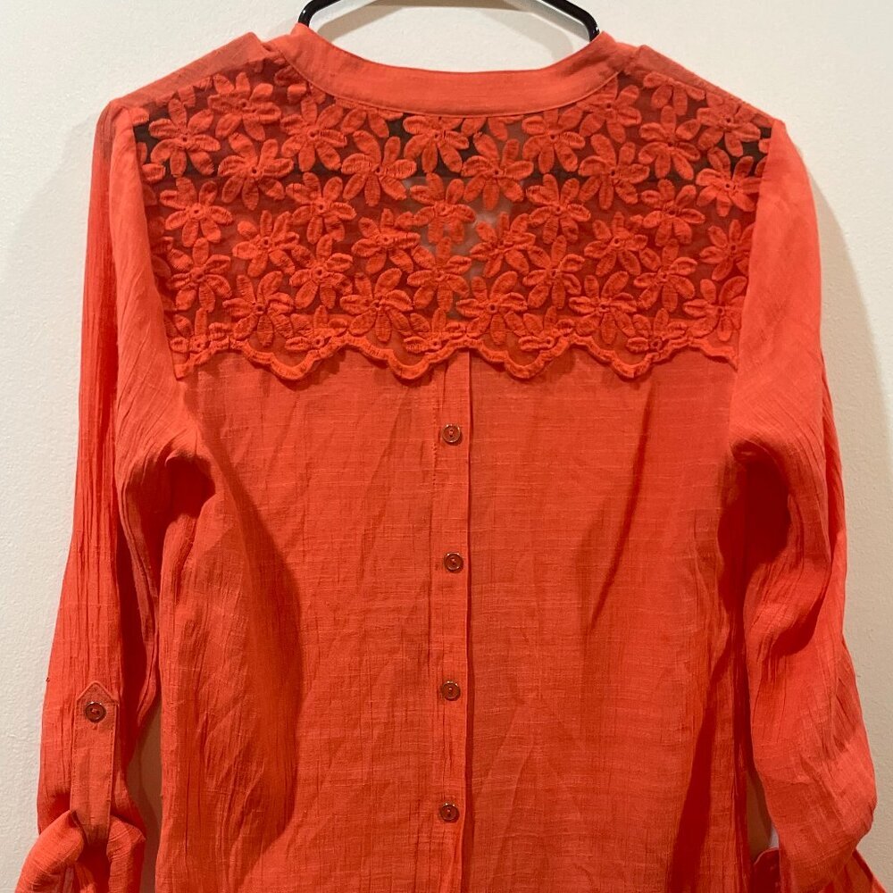 Tribal Womens Crochet Shirt Size XS Orange - Picture 3 of 3